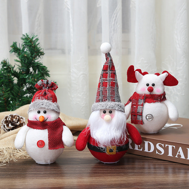 LED Santa Claus and Snowman ornaments, featuring vibrant colors and festive designs, perfect for Christmas decorations.